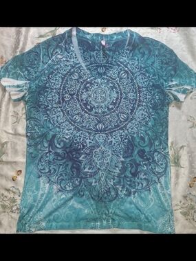 Kiara Teal & Navy Paisley Rhinestone Top